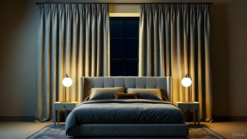 Imagem actual: Deconovo vs Umi cortinas blackout comparadas em tecido, blackout e isolamento