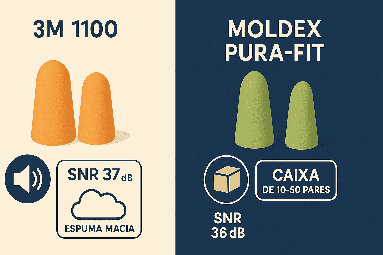 Imagem actual: 3M 1100 vs Moldex Pura Fit — tampões auditivos para dormir