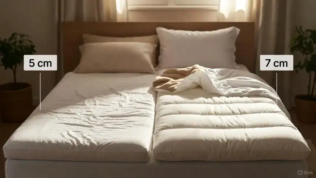 Imagem actual: Linenspa topper viscoelástico vs Pikolin Home topper viscoelástico em cama de casal